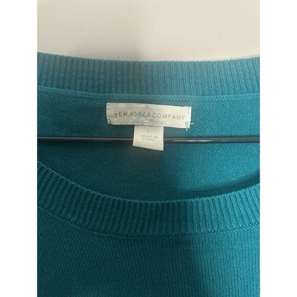 NEW YORK & COMPANY Size L Pullover Long Sleeve Sweater Plaid Layered Boho Casual - Picture 2 of 9